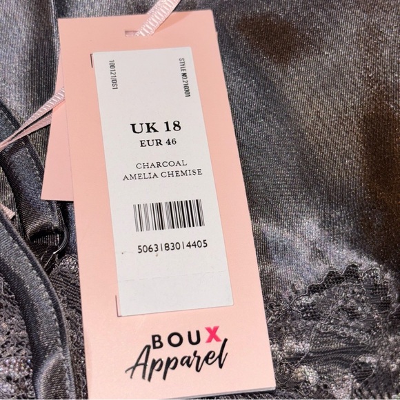 BOUX Apparel BUNDLE (2) Women’s Amelia Satin Chemise Charcoal USA-14 / UK-18 - Picture 11 of 12